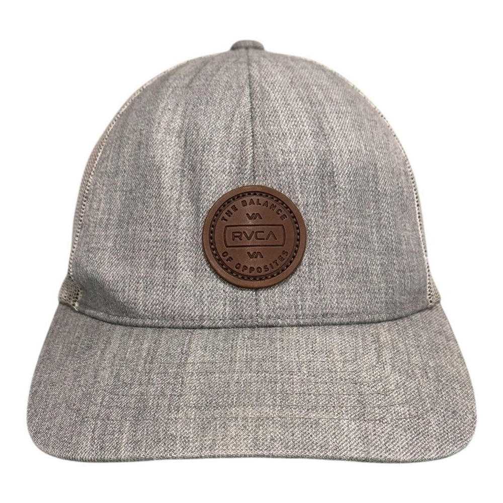 RVCA Hat Cap Snap Back One Size Gray Mid Fit Patch Trucker Mesh Baseball Mens